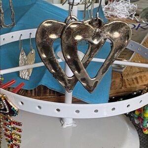 Silver Heart-Shaped Metal Earrings